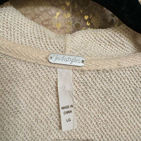 TechStyles Cream Ivory Boho Santa Cruz California Hoodie Sweater L NWT - Picture 4 of 6